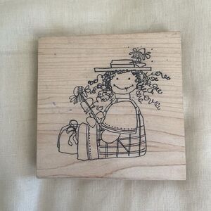 1990's Imaginations! Rubber Stamp, Country Girl Curly Hair